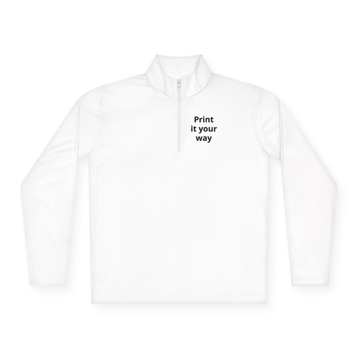 Personalized lightweight quarter-zip pullover with sample chest and back print, view 1
