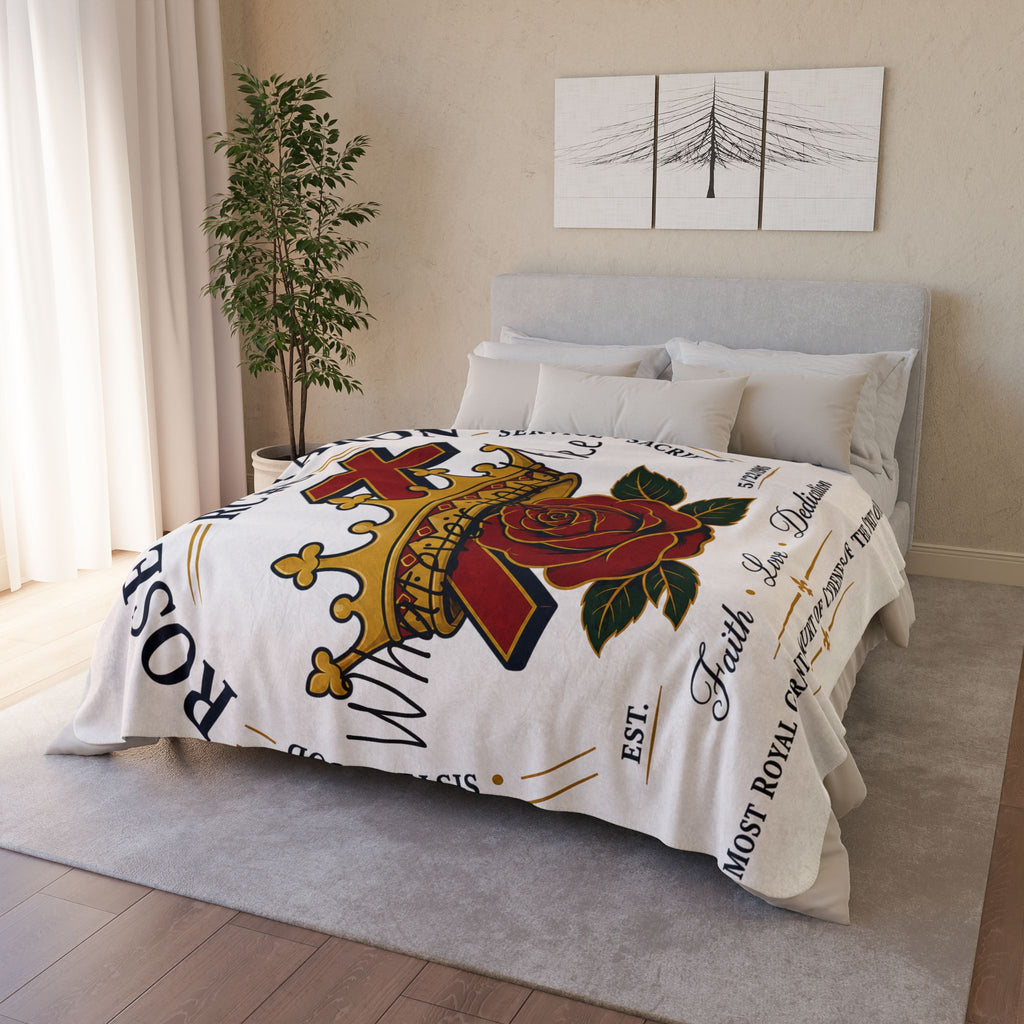 Rose of Sharon Fleece Sherpa Blanket — Faith, Love & Dedication Throw
