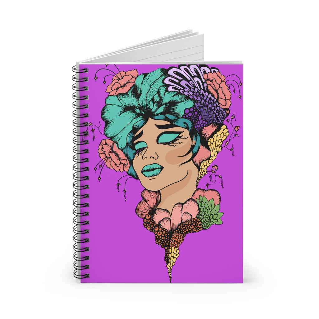 Floral Dreamgirl Spiral Notebook — Ruled Journal with Bold Pop-Art Portrait