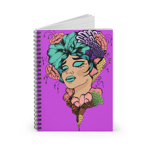 Floral Dreamgirl Spiral Notebook — Ruled Journal with Bold Pop-Art Portrait