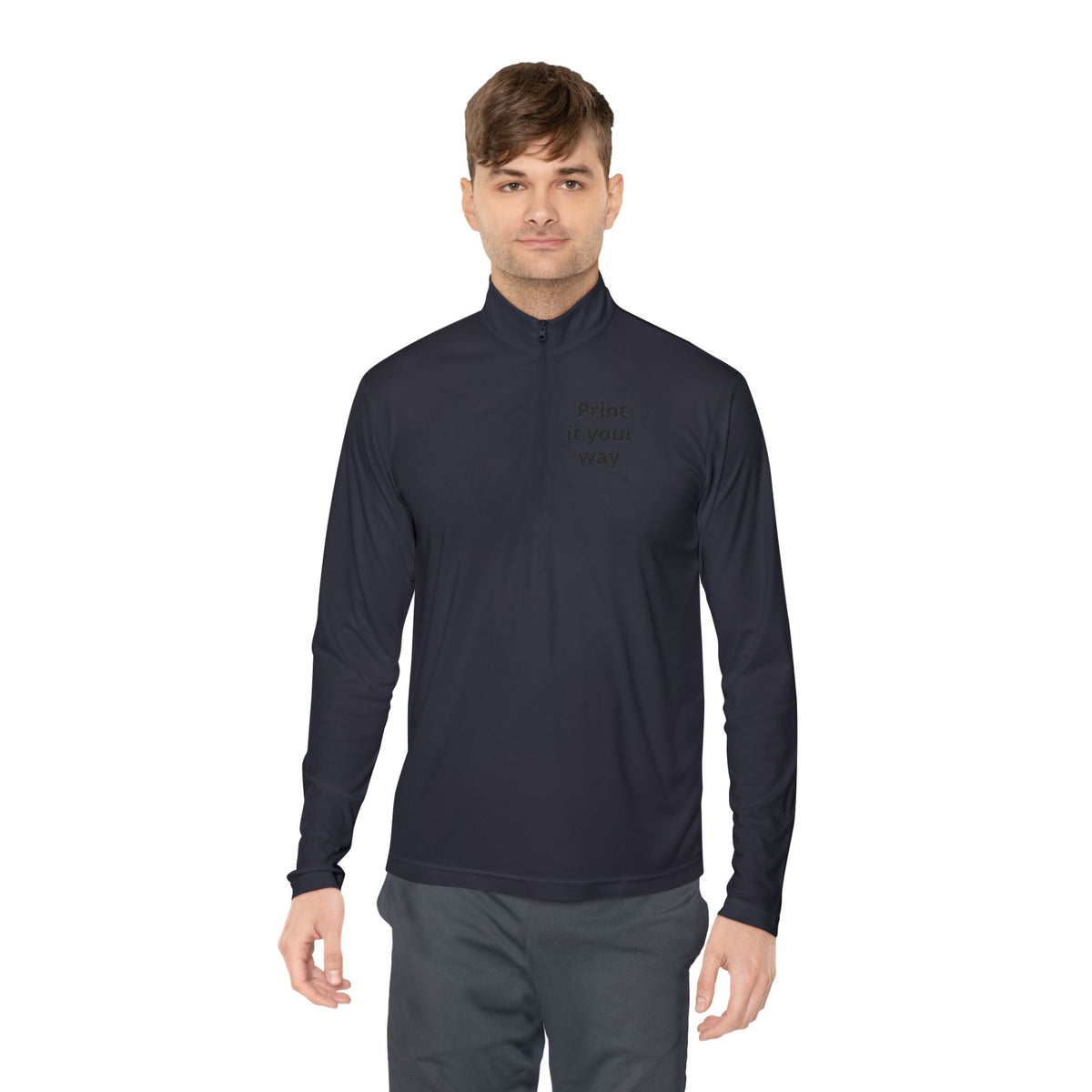 Personalized lightweight quarter-zip pullover with sample chest and back print, view 20