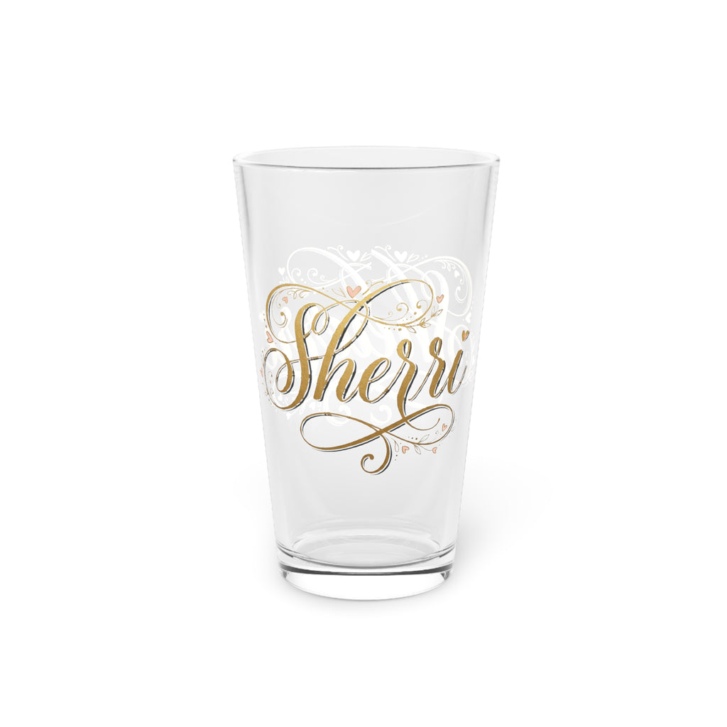 Personalized Gold Script Pint Glass - 16oz Custom Name