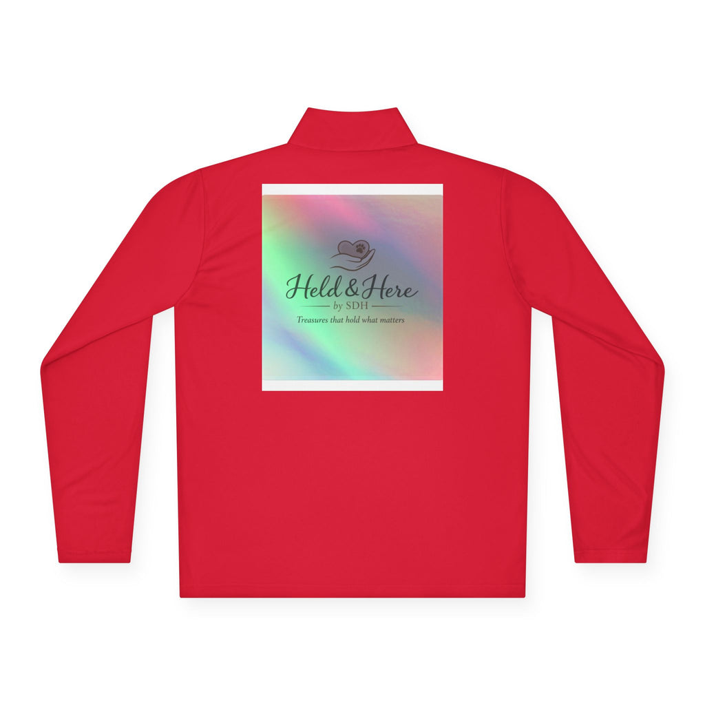 Personalized lightweight quarter-zip pullover with sample chest and back print, view 22