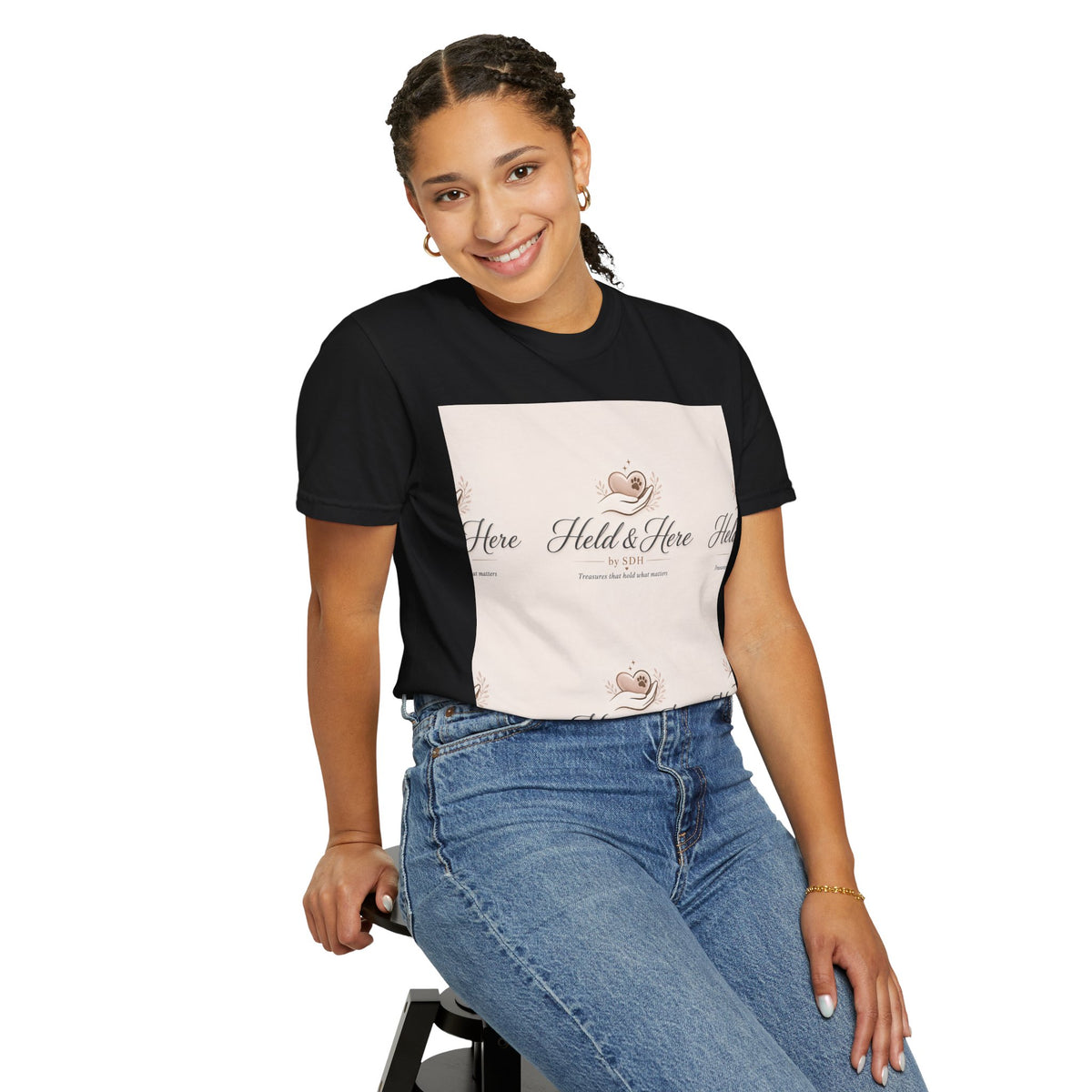 Black personalized garment-dyed classic tee