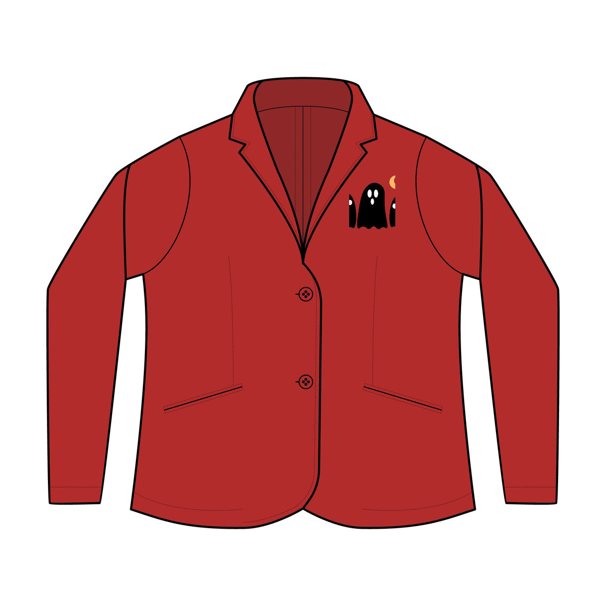 Personalized women's knit blazer with sample embroidered crest, view 1