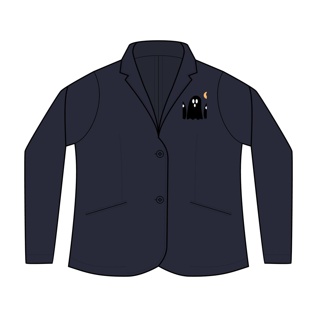 Personalized women's knit blazer with sample embroidered crest, view 3