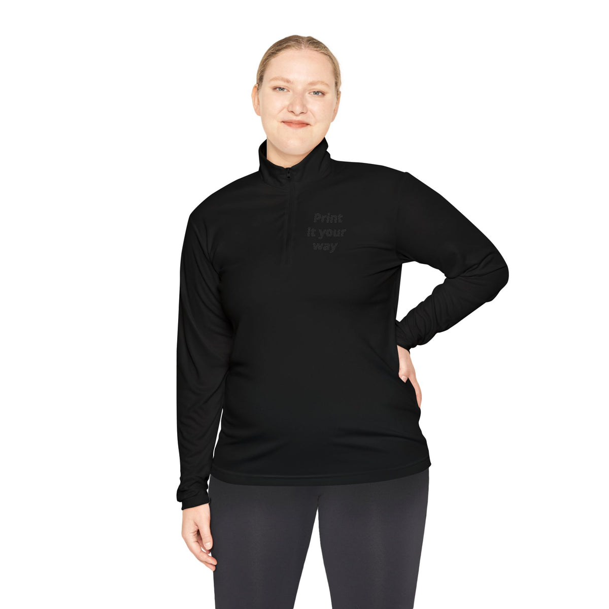 Personalized lightweight quarter-zip pullover with sample chest and back print, view 12