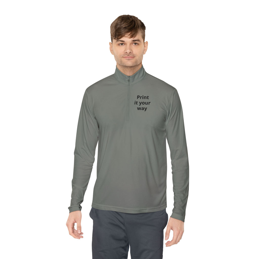 Personalized lightweight quarter-zip pullover with sample chest and back print, view 14