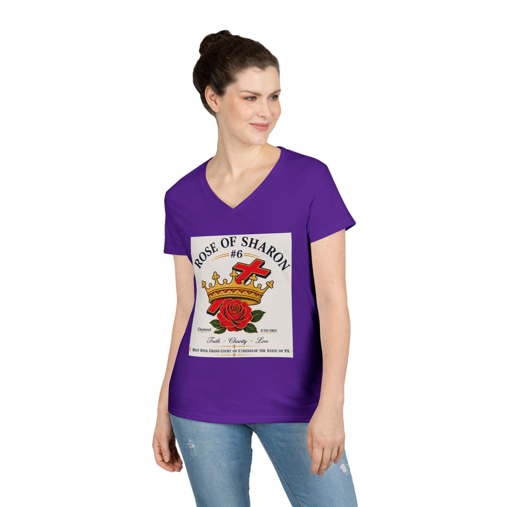 Customizable V-Neck T-Shirt — Crown & Rose Graphic with “Whatever You'd Like” Back