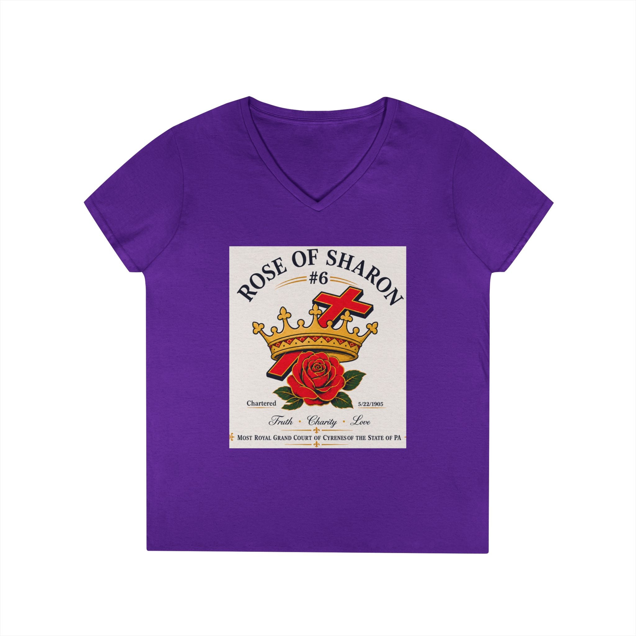 Customizable V-Neck T-Shirt — Crown & Rose Graphic with “Whatever You'd Like” Back