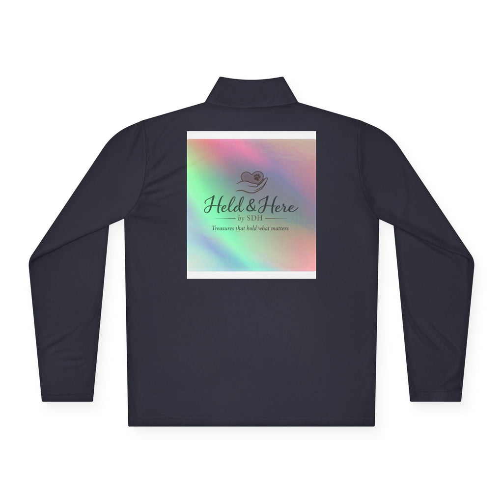 Personalized lightweight quarter-zip pullover with sample chest and back print, view 19