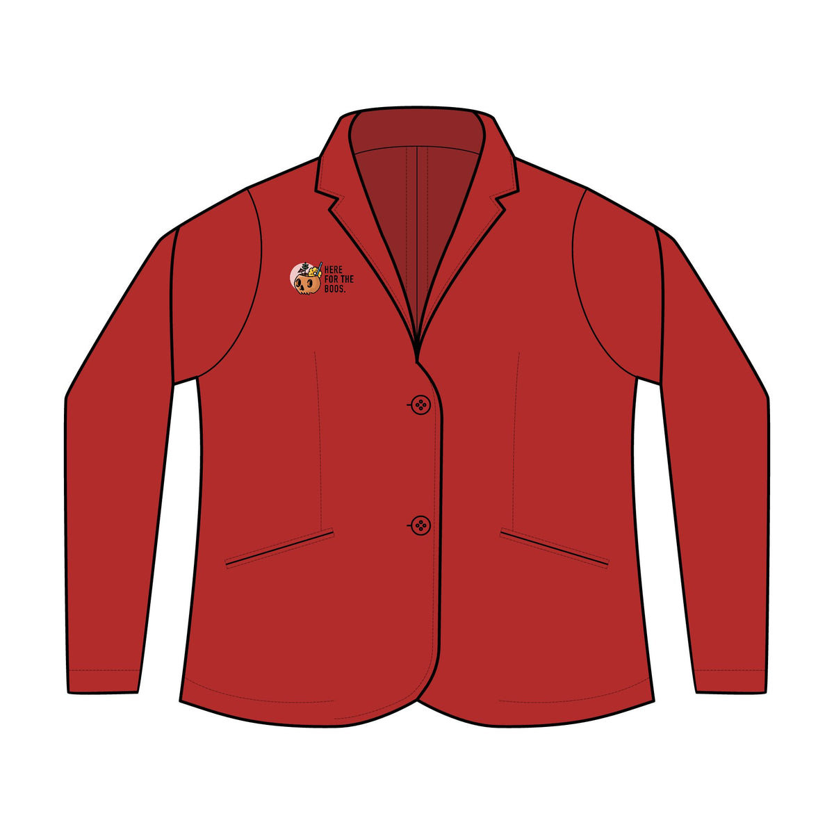 Personalized women's knit blazer with sample embroidered crest, view 5