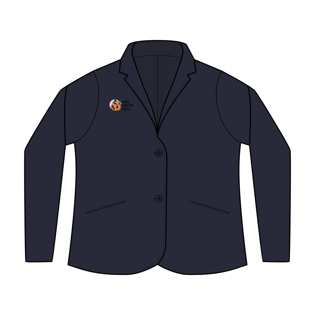 Personalized women's knit blazer with sample embroidered crest, view 11