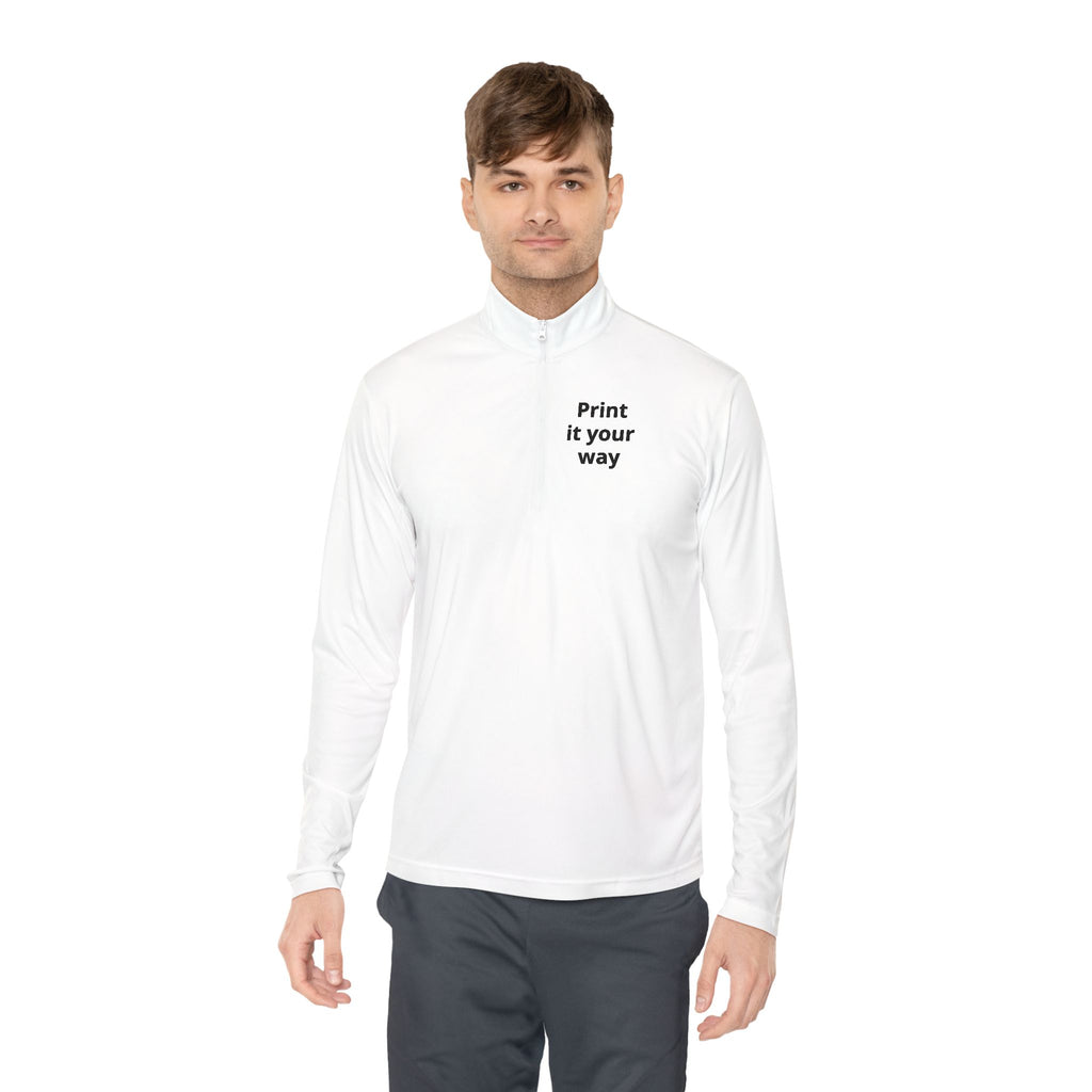 Personalized lightweight quarter-zip pullover with sample chest and back print, view 8