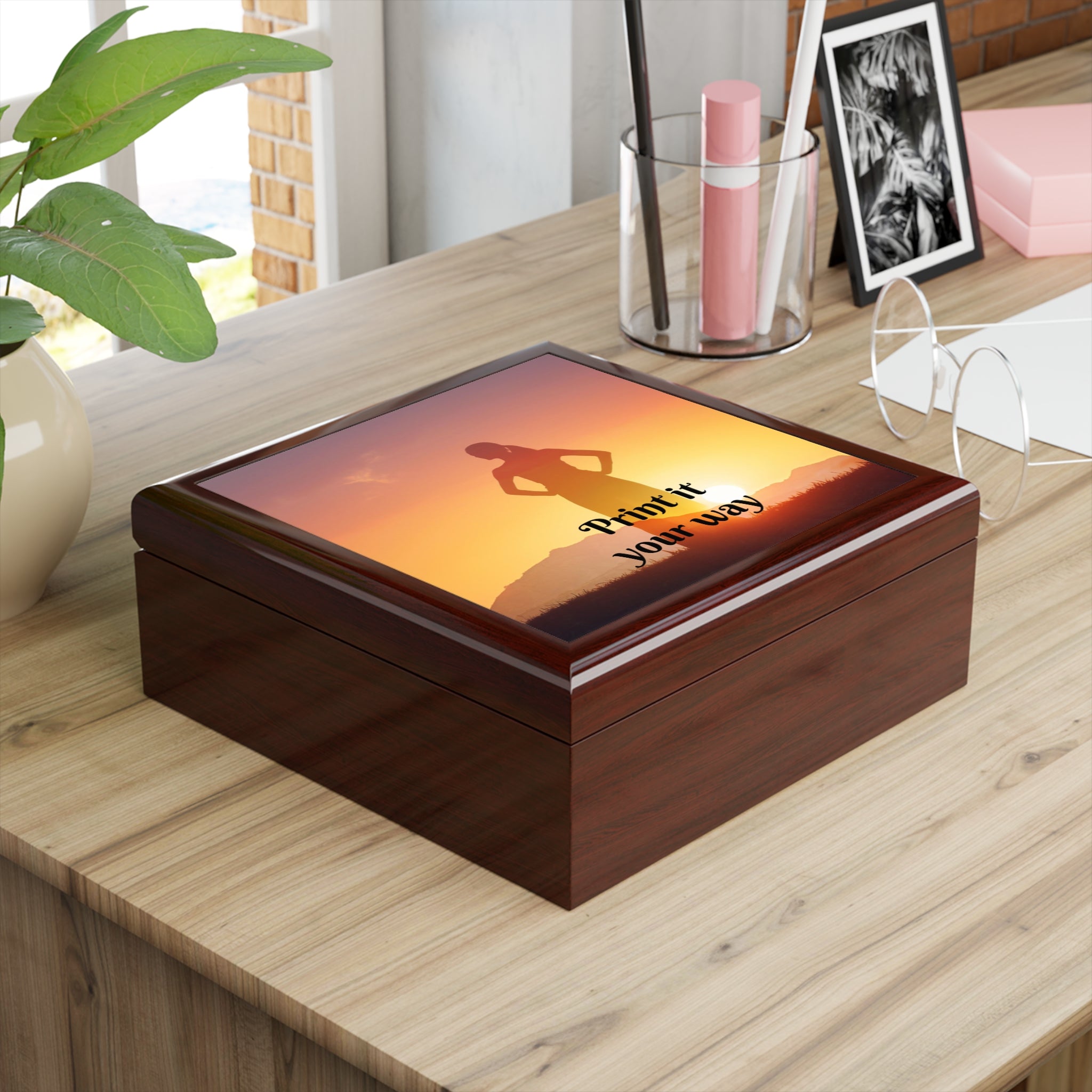 Personalized Jewelry Box — Sunset Silhouette "Print It Your Way"