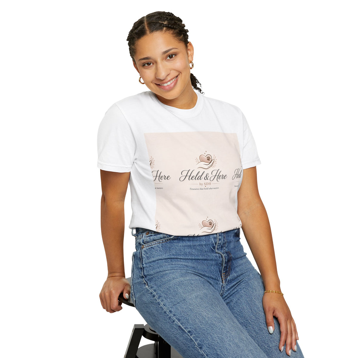 White personalized garment-dyed classic tee