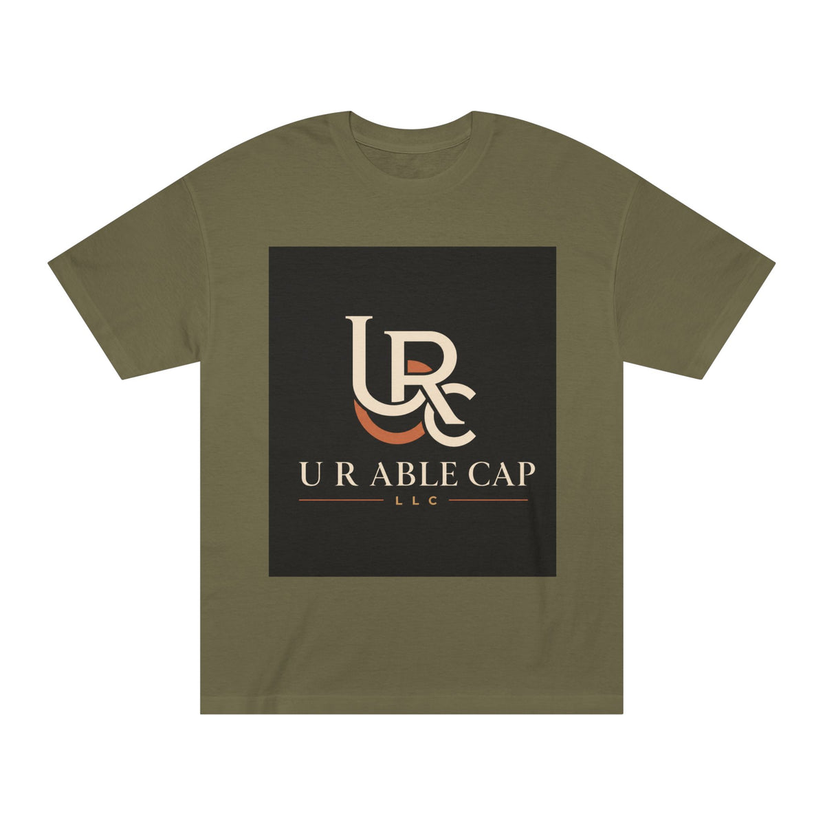 Military green personalized classic crew tee
