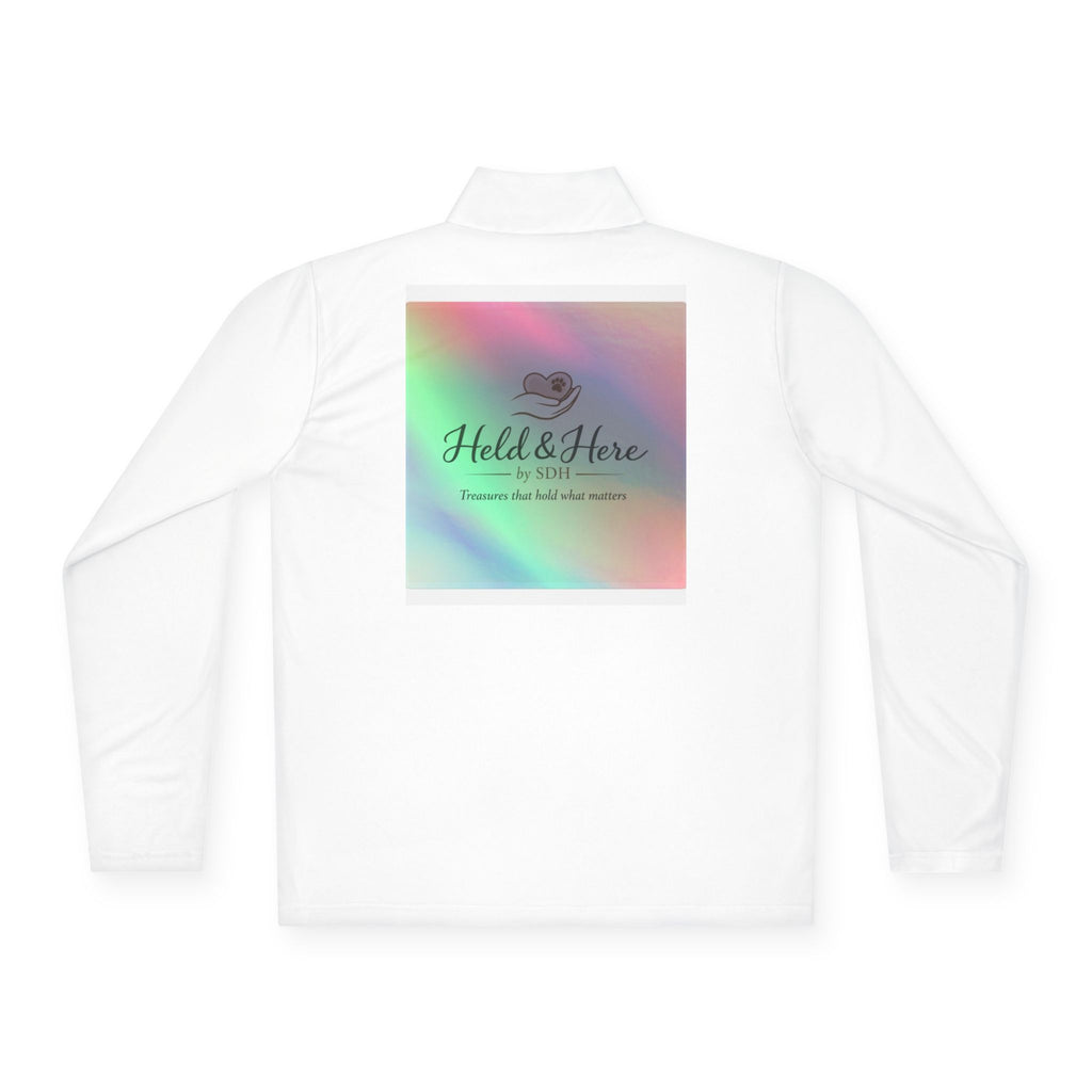 Personalized lightweight quarter-zip pullover with sample chest and back print, view 7