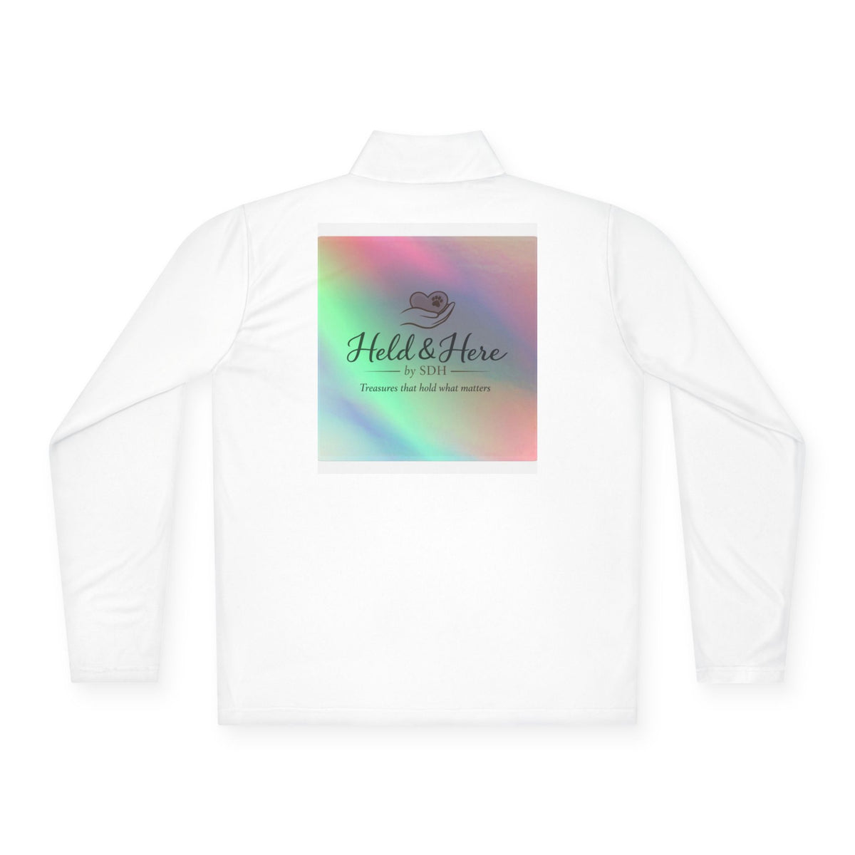 Personalized lightweight quarter-zip pullover with sample chest and back print, view 7