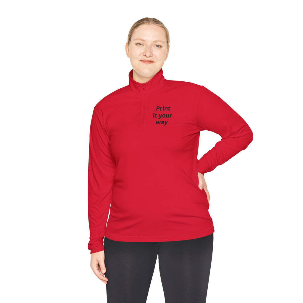 Personalized lightweight quarter-zip pullover with sample chest and back print, view 24