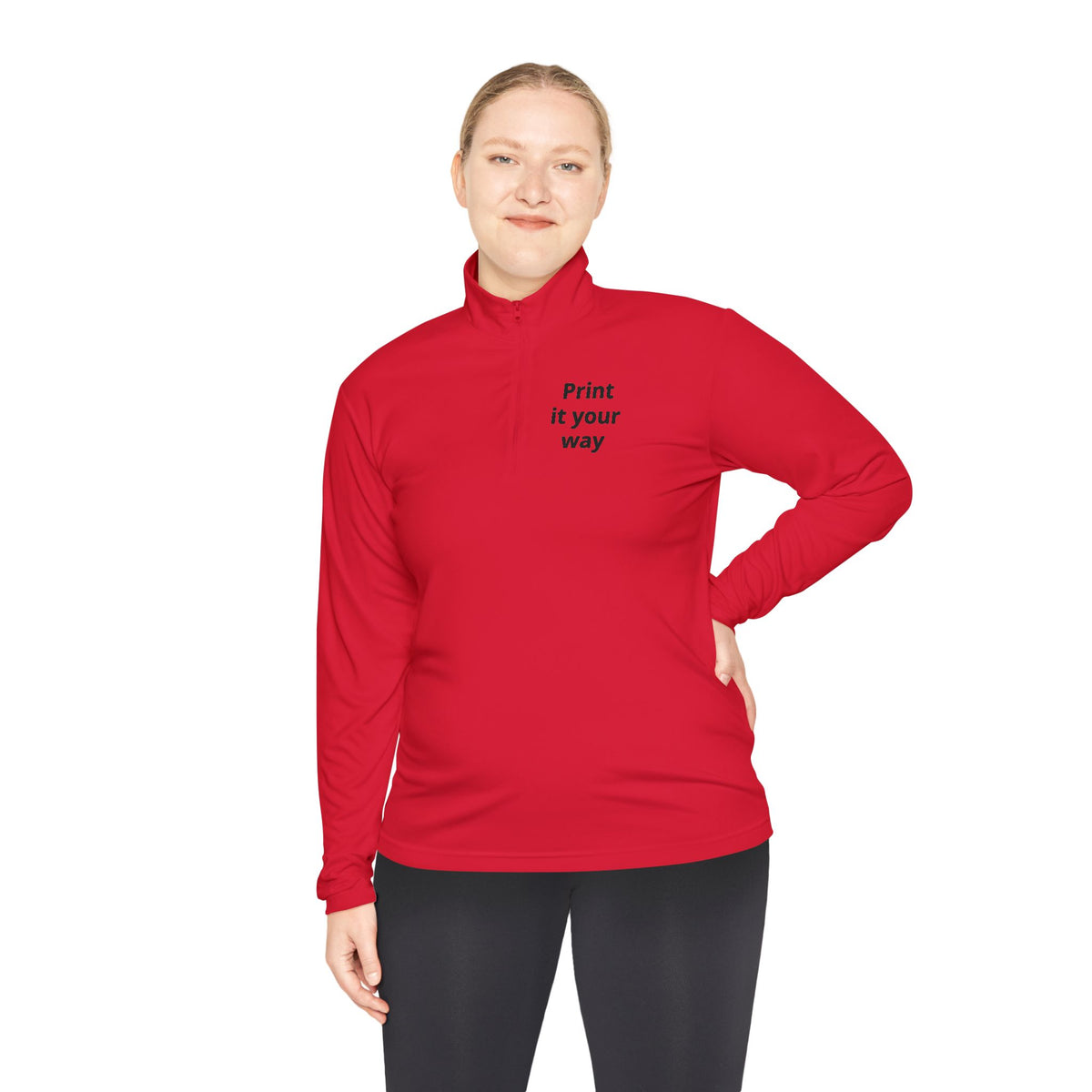 Personalized lightweight quarter-zip pullover with sample chest and back print, view 24