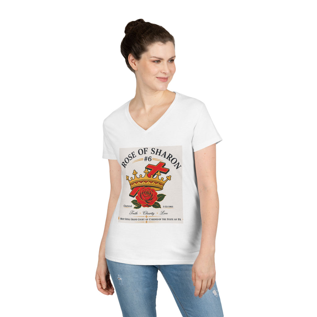 Customizable V-Neck T-Shirt — Crown & Rose Graphic with “Whatever You'd Like” Back