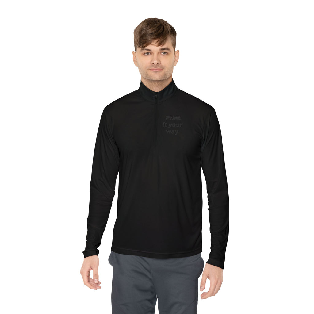 Personalized lightweight quarter-zip pullover with sample chest and back print, view 11