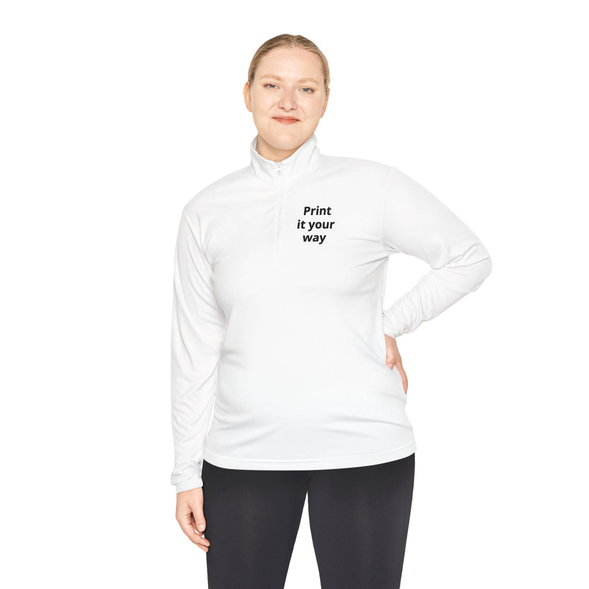 Personalized lightweight quarter-zip pullover with sample chest and back print, view 9