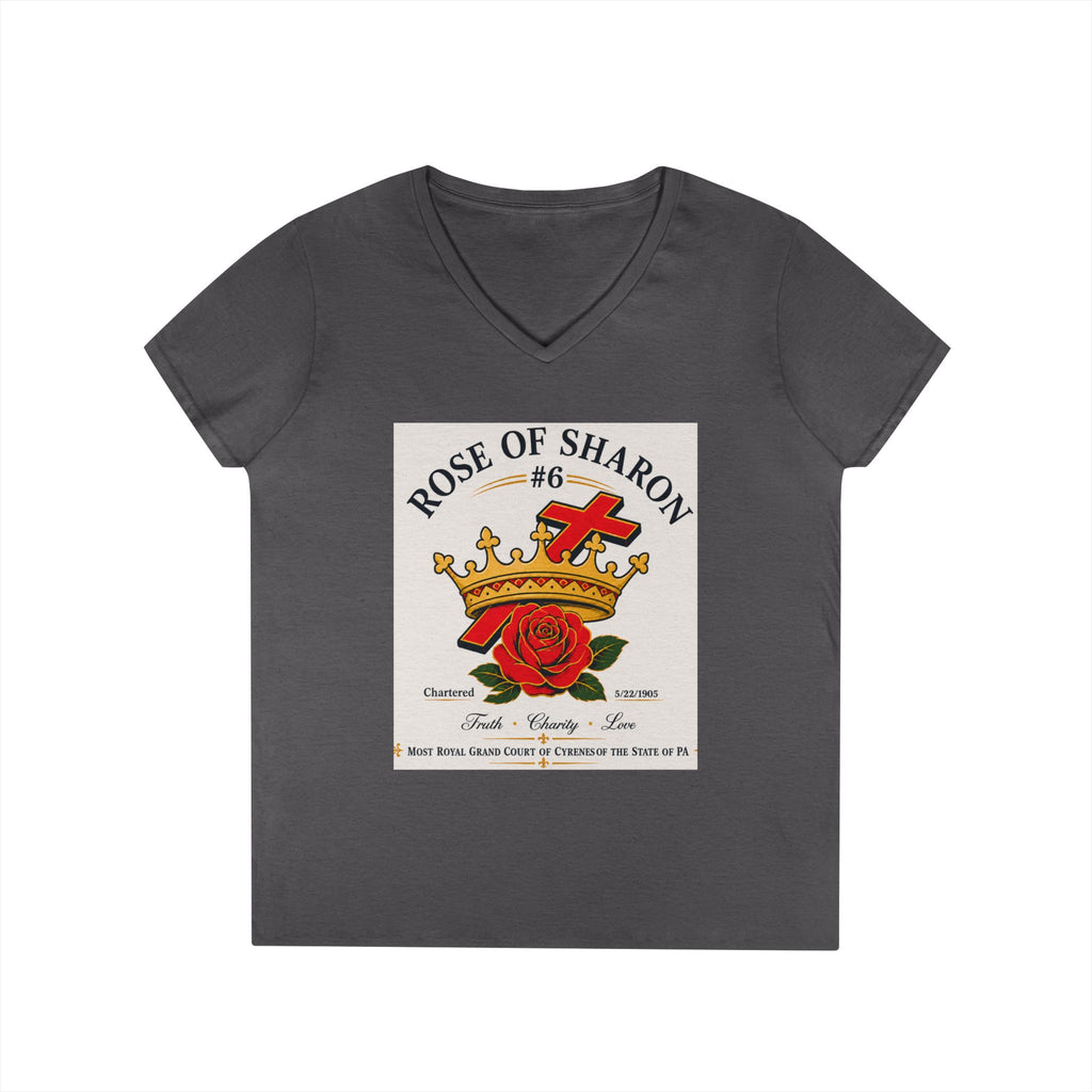Customizable V-Neck T-Shirt — Crown & Rose Graphic with “Whatever You'd Like” Back