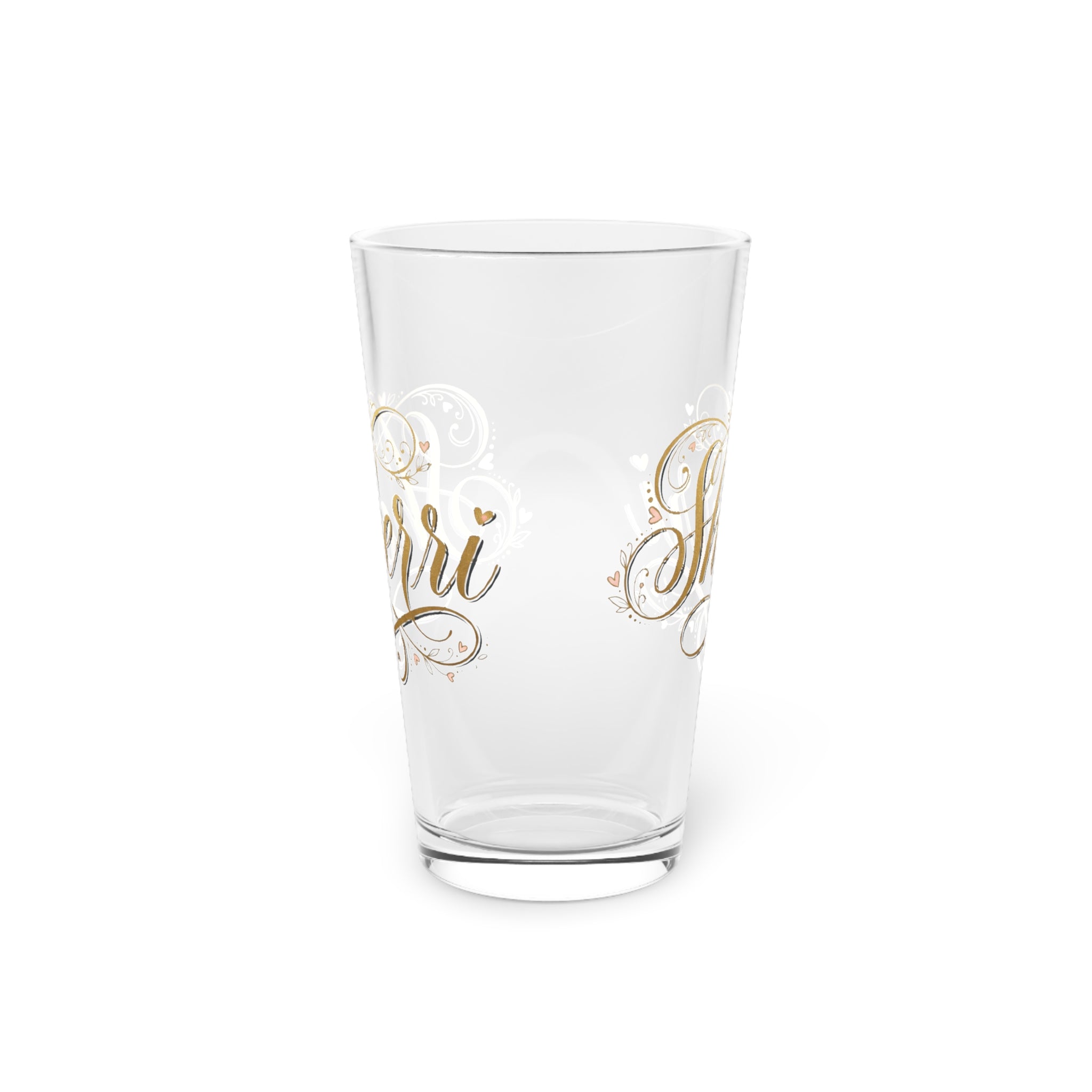 Personalized Gold Script Pint Glass - 16oz Custom Name