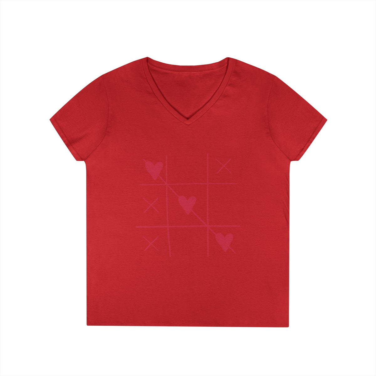 Red personalized women's V-neck tee