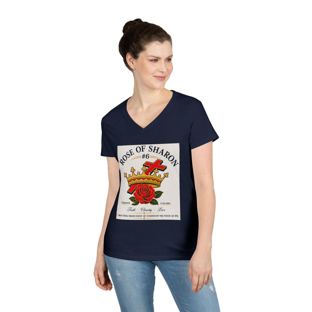 Customizable V-Neck T-Shirt — Crown & Rose Graphic with “Whatever You'd Like” Back