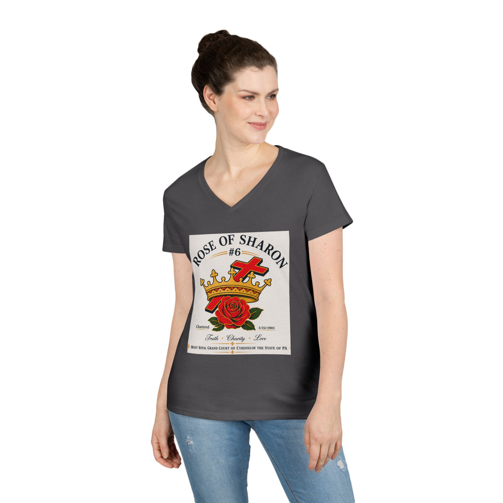 Customizable V-Neck T-Shirt — Crown & Rose Graphic with “Whatever You'd Like” Back
