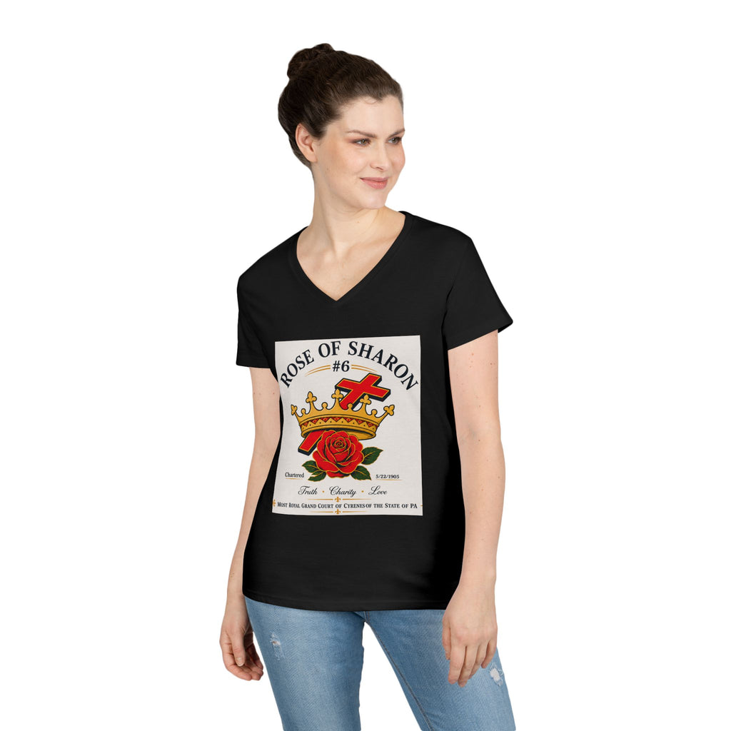 Customizable V-Neck T-Shirt — Crown & Rose Graphic with “Whatever You'd Like” Back