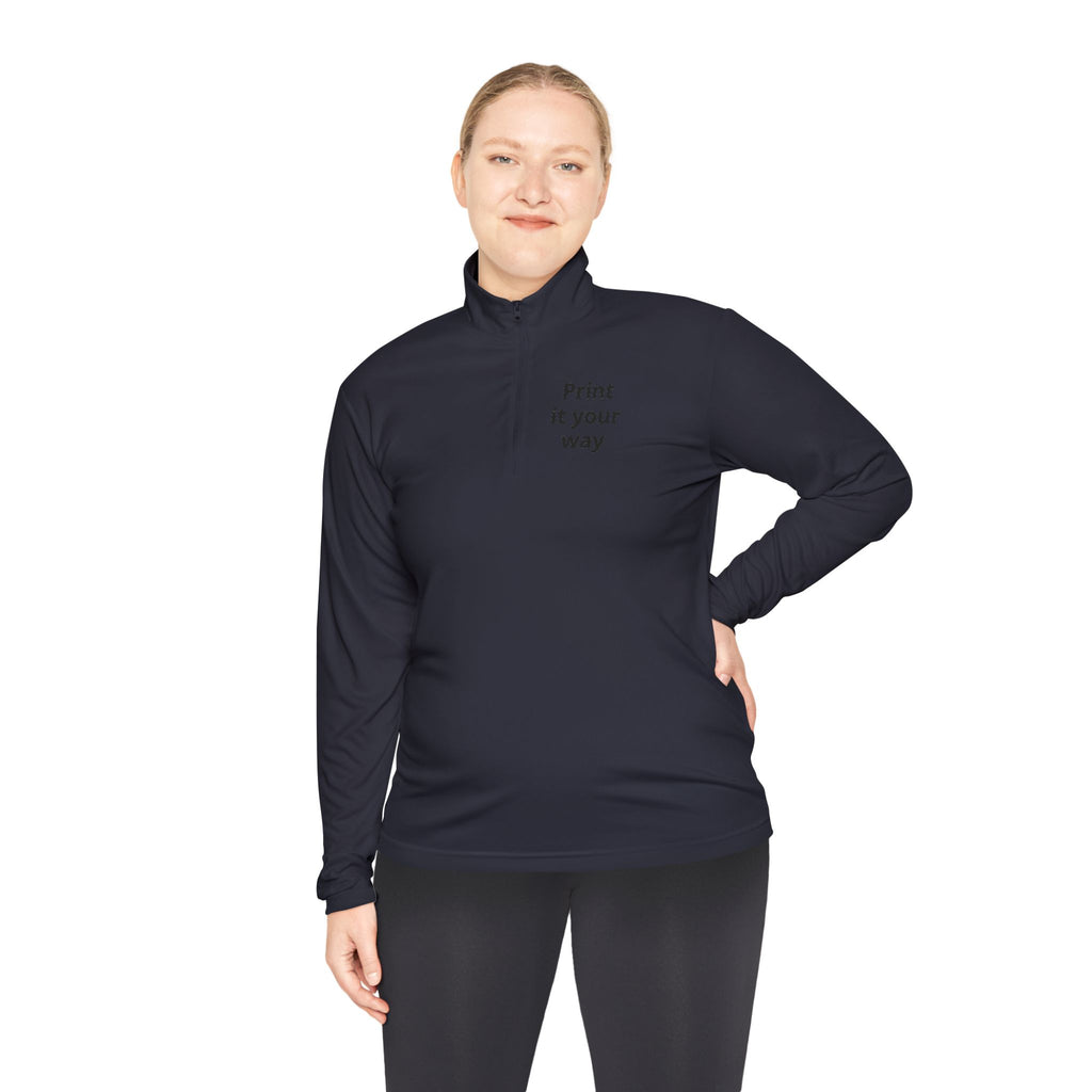Personalized lightweight quarter-zip pullover with sample chest and back print, view 21