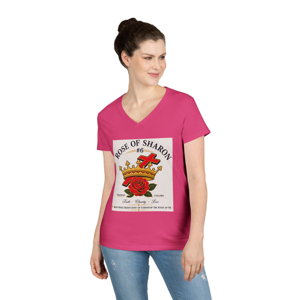 Customizable V-Neck T-Shirt — Crown & Rose Graphic with “Whatever You'd Like” Back