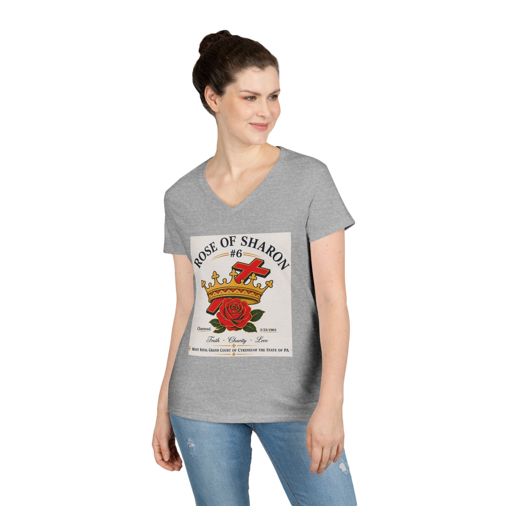 Customizable V-Neck T-Shirt — Crown & Rose Graphic with “Whatever You'd Like” Back