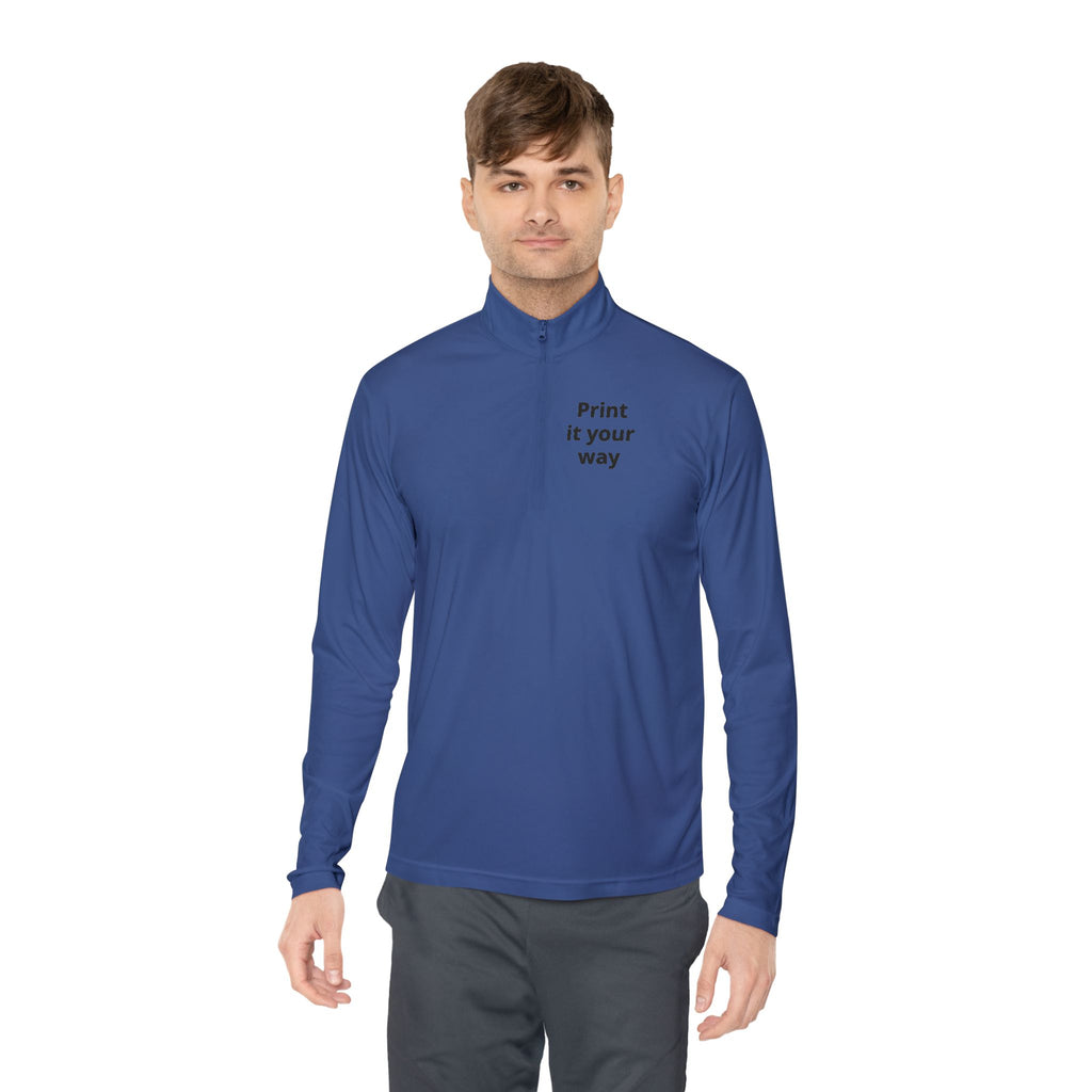 Personalized lightweight quarter-zip pullover with sample chest and back print, view 17