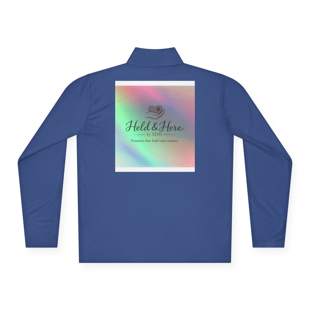 Personalized lightweight quarter-zip pullover with sample chest and back print, view 16