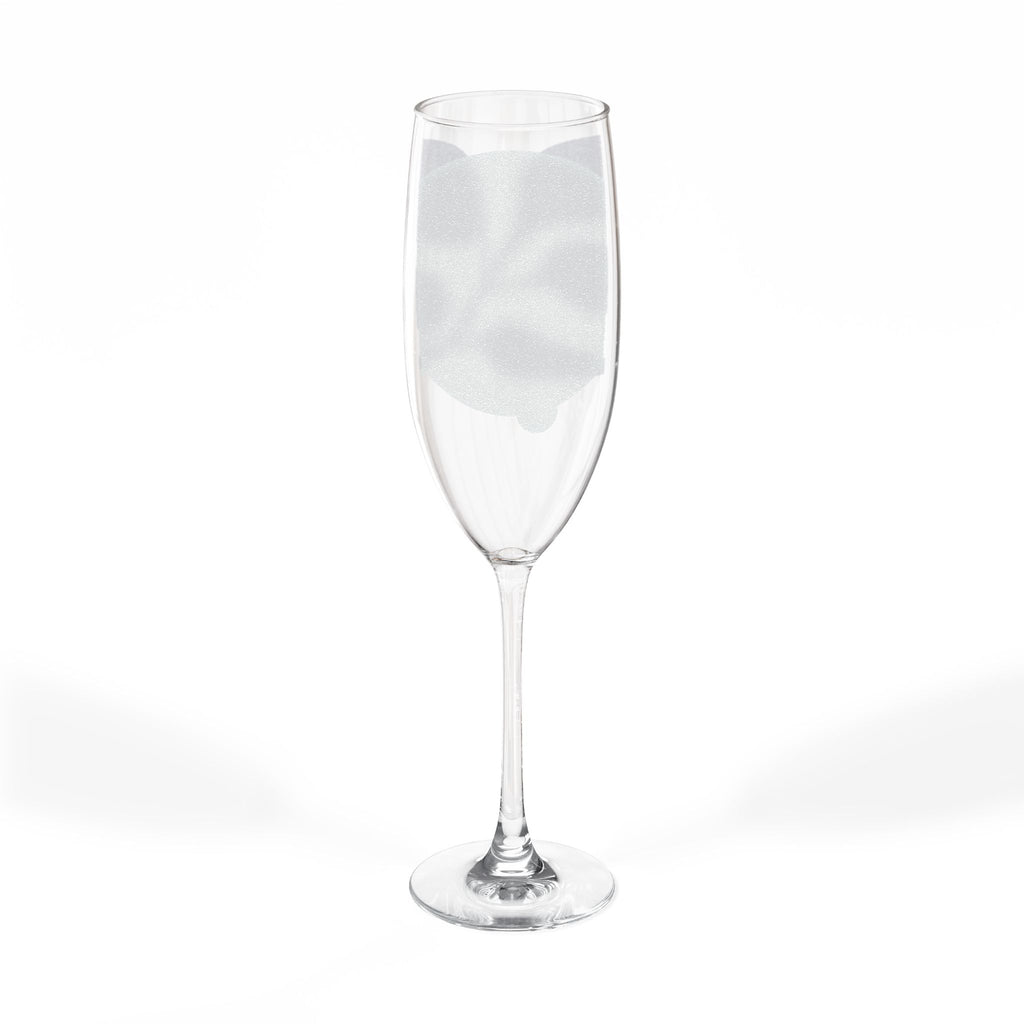 Personalized engraved 8 oz champagne flute, sample engraving, view 2