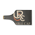 Personalized wine bottle-shaped glass serving board with sample vintage label
