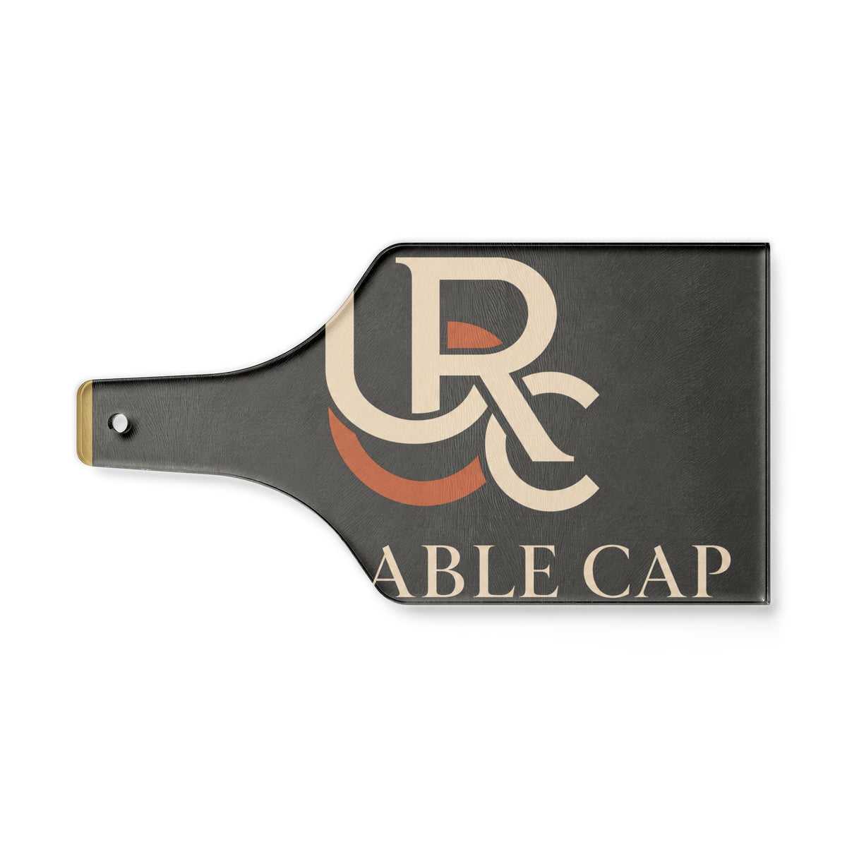 Personalized wine bottle-shaped glass serving board with sample vintage label