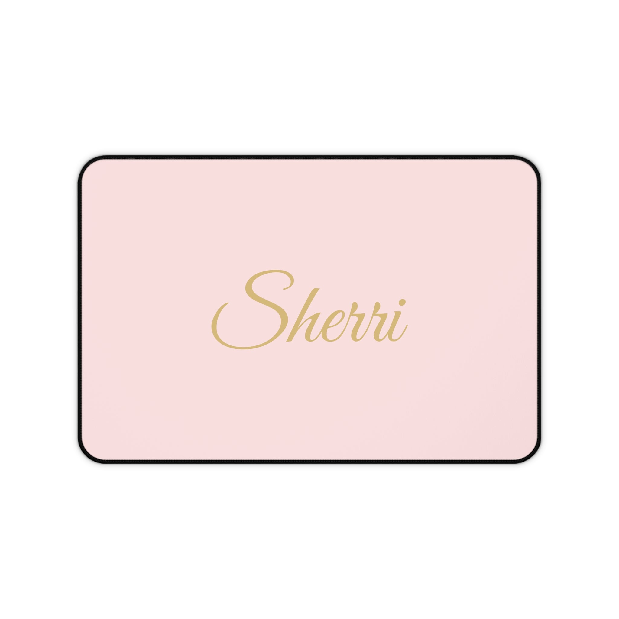 Personalized Pink Desk Mat — Custom Name Gold Script