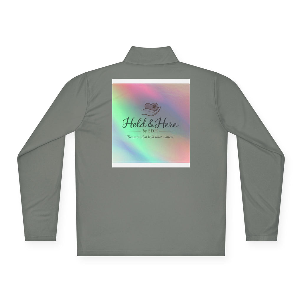 Personalized lightweight quarter-zip pullover with sample chest and back print, view 13