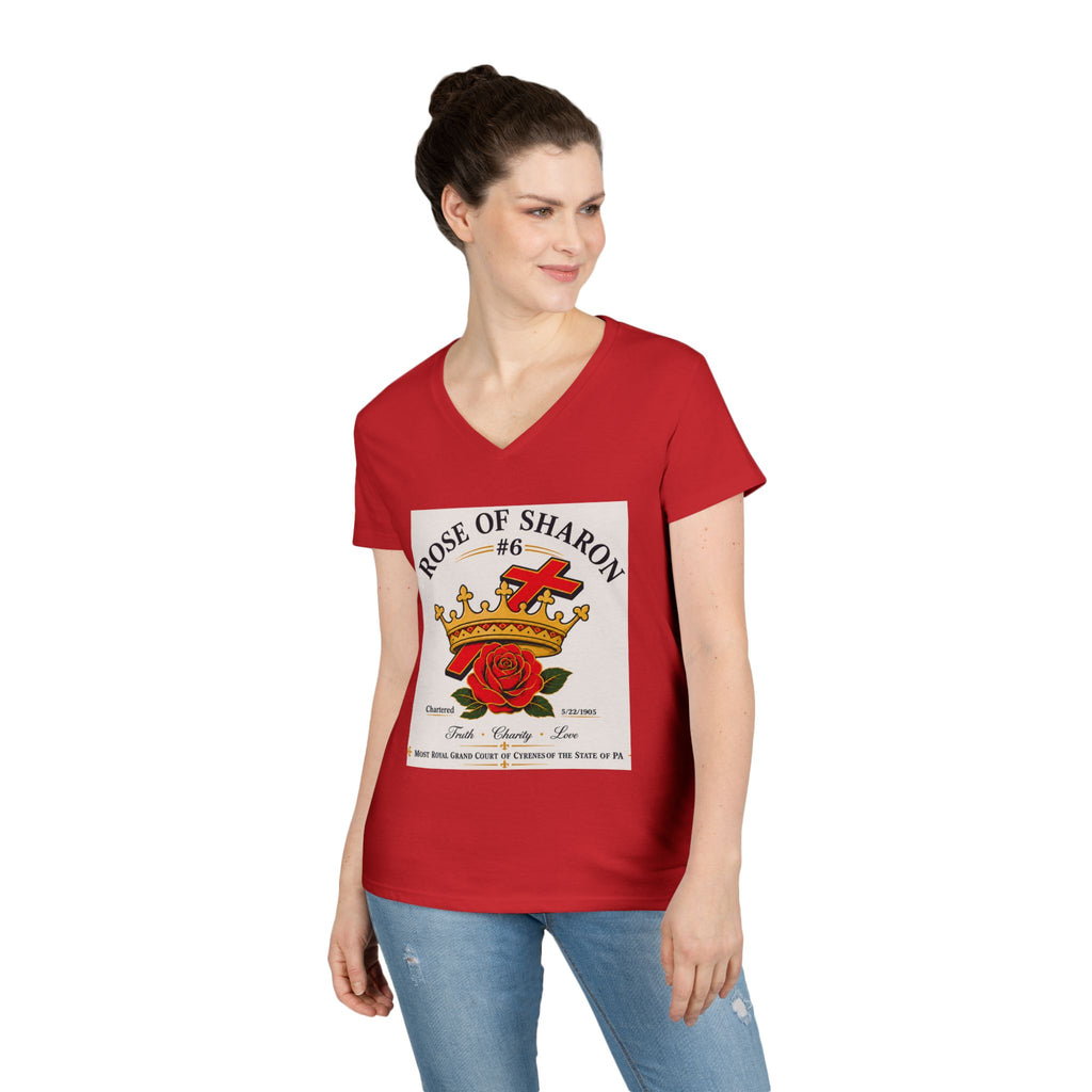 Customizable V-Neck T-Shirt — Crown & Rose Graphic with “Whatever You'd Like” Back