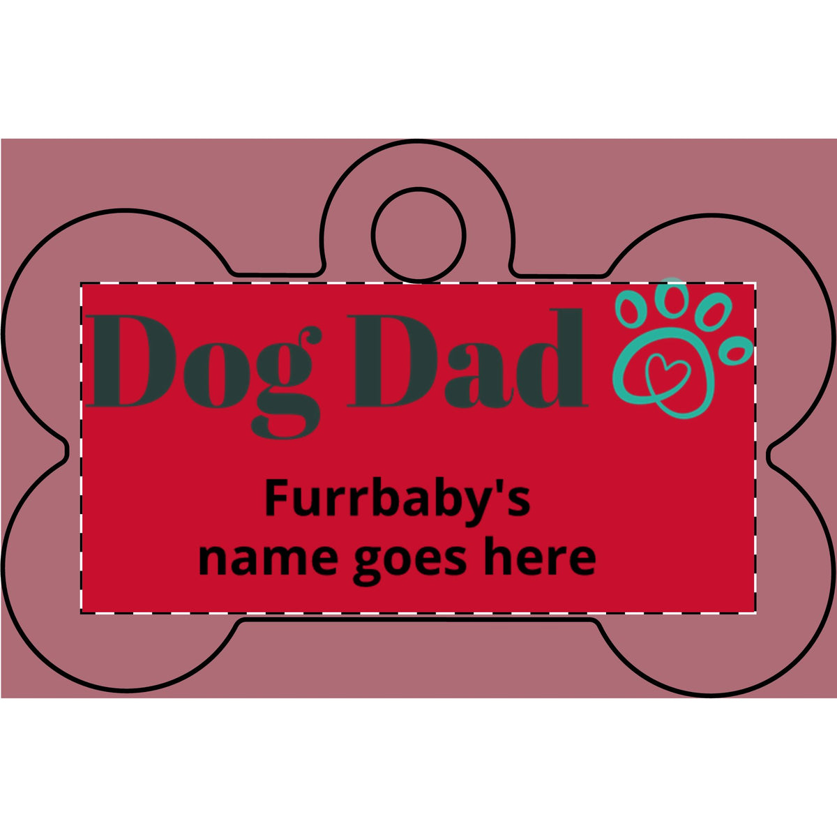 Personalized engraved bone-shaped pet ID tag, sample design, view 5