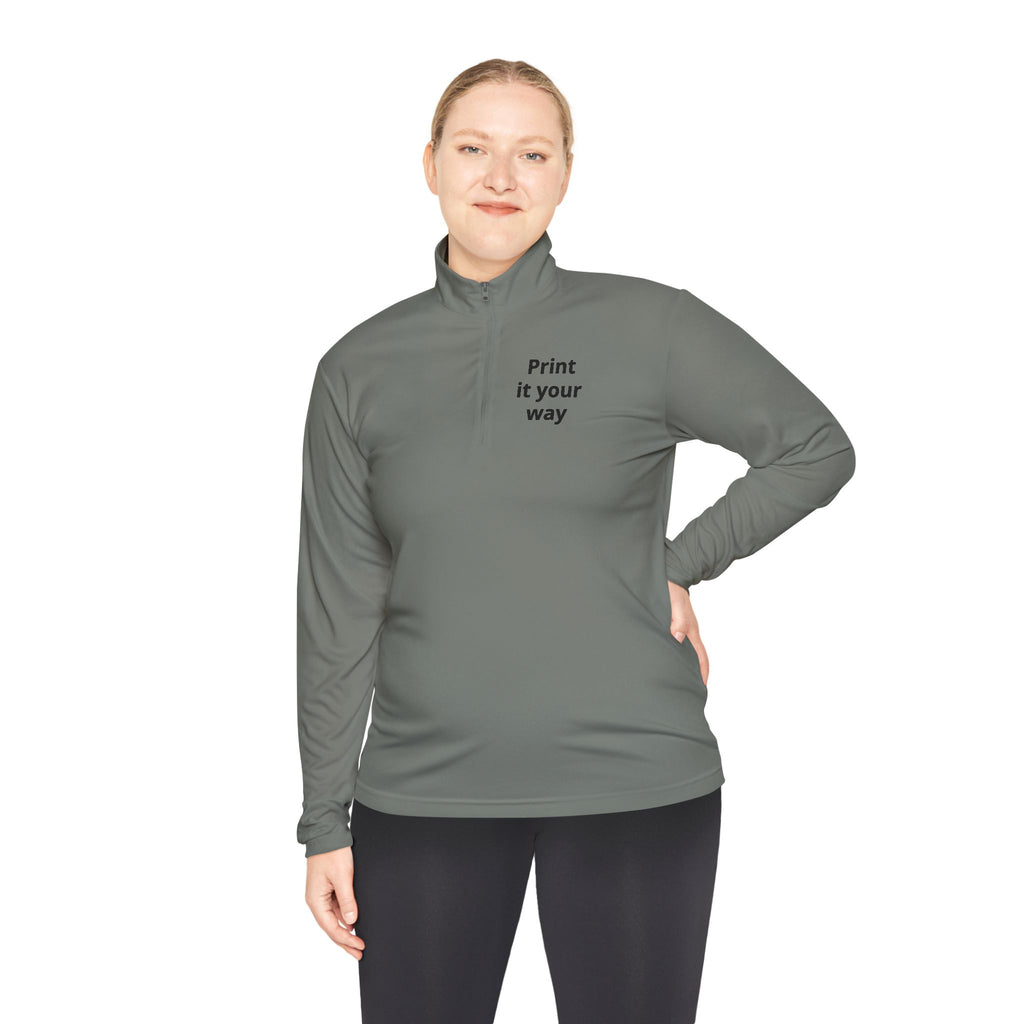 Personalized lightweight quarter-zip pullover with sample chest and back print, view 15