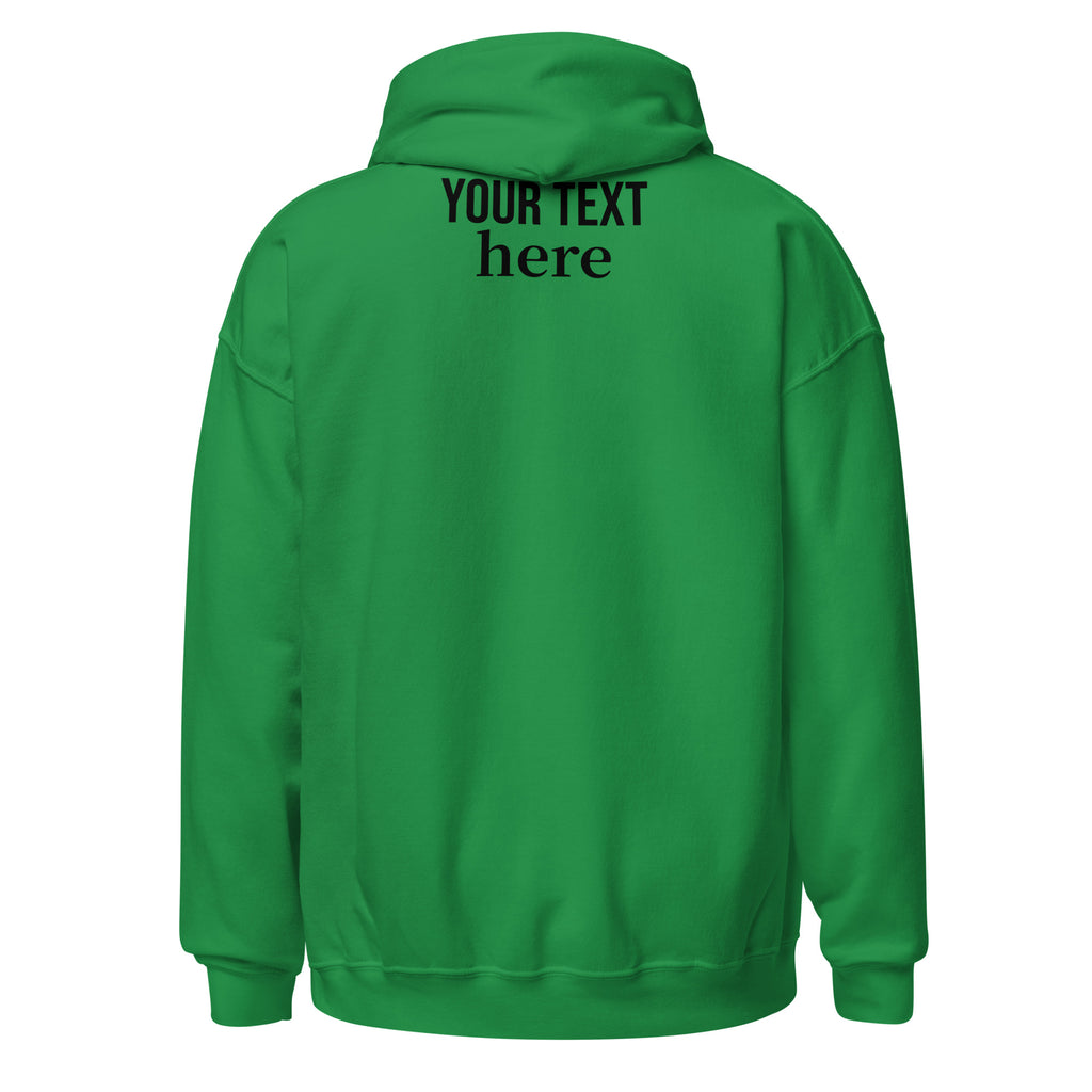 Irish green personalized pullover hoodie, back view