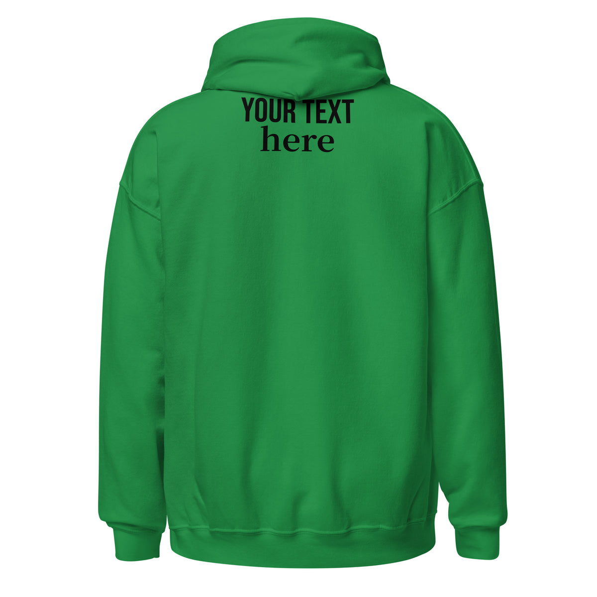 Irish green personalized pullover hoodie, back view