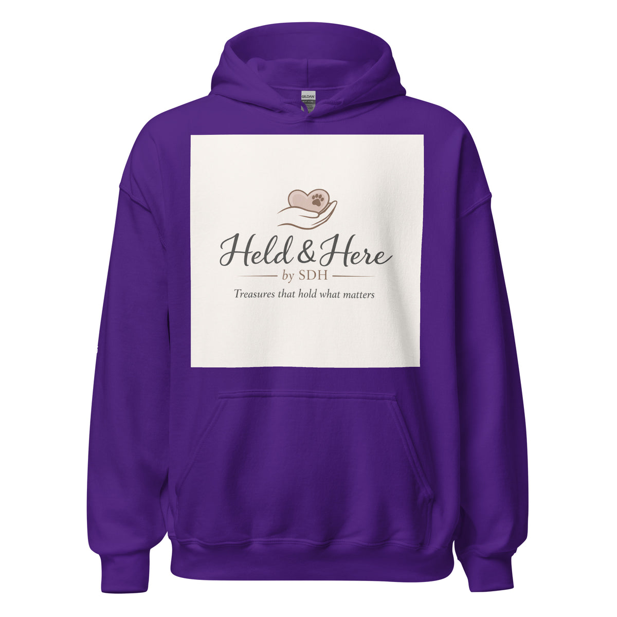 Purple personalized pullover hoodie, front view
